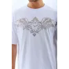 Unisex Oversize Taşlı Bisiklet Yaka T-Shirt - Beyaz - 126091 Unisex Oversize Taşlı Bisiklet Yaka T-Shirt - Beyaz - 126091