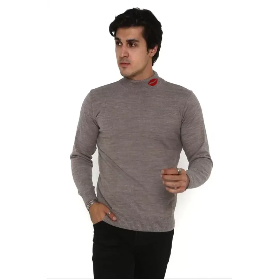 Unisex Yarım Boğazlı Baskılı Dokuma Triko - Vizon - 126231 Unisex Yarım Boğazlı Baskılı Dokuma Triko - Vizon - 126231