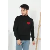 Unisex Yarım Boğazlı Baskılı Dokuma Triko - Siyah - 126233 Unisex Yarım Boğazlı Baskılı Dokuma Triko - Siyah - 126233