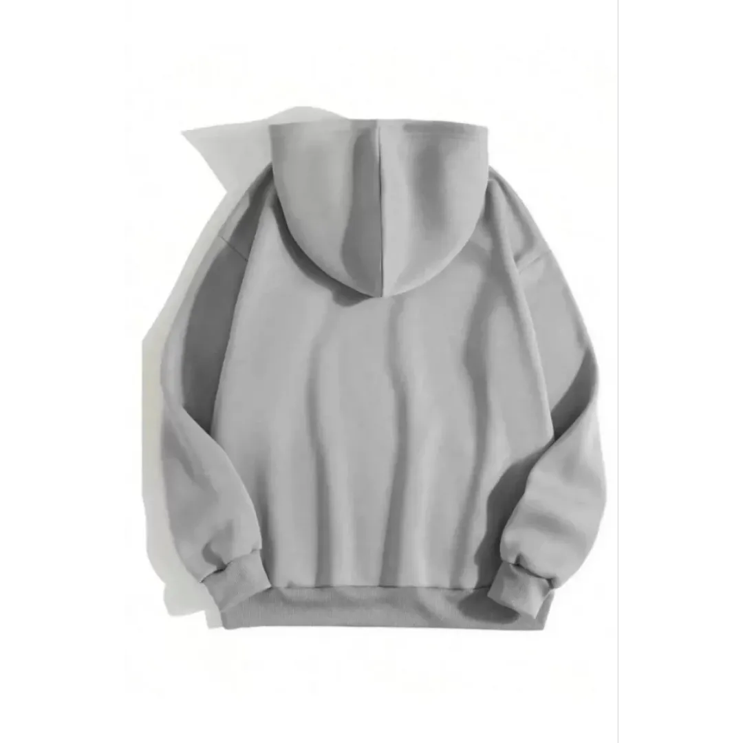 3 İplik Pamuklu Unisex Kapşonlu Sweetshirt - Gri - 126674 3 İplik Pamuklu Unisex Kapşonlu Sweetshirt - Gri - 126674