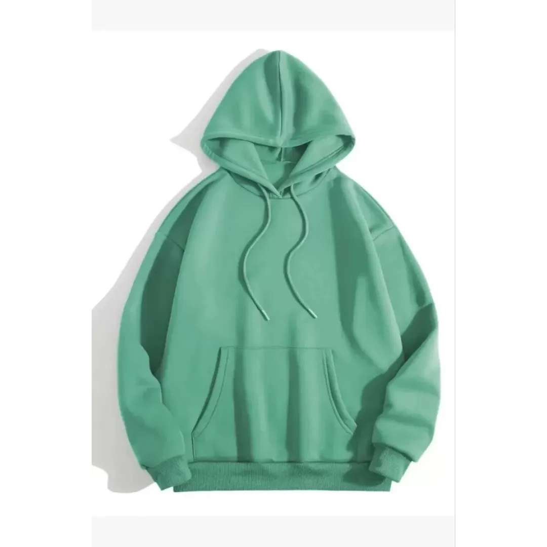 3 İplik Pamuklu Unisex Kapşonlu Sweetshirt - Mint Yeşili - 126675 3 İplik Pamuklu Unisex Kapşonlu Sweetshirt - Mint Yeşili - 126675