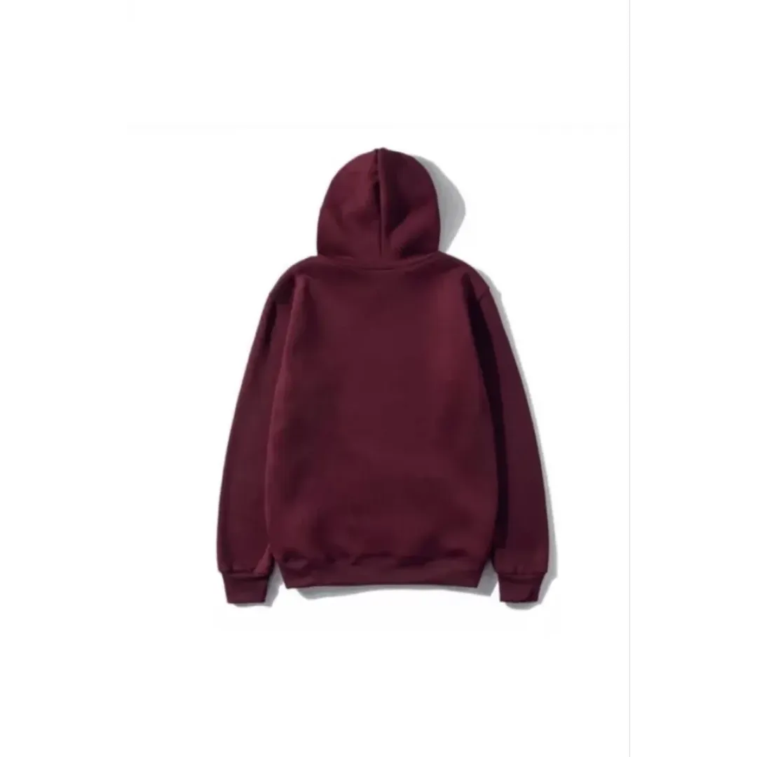 3 İplik Pamuklu Unisex Kapşonlu Sweetshirt - Bordo - 126676 3 İplik Pamuklu Unisex Kapşonlu Sweetshirt - Bordo - 126676