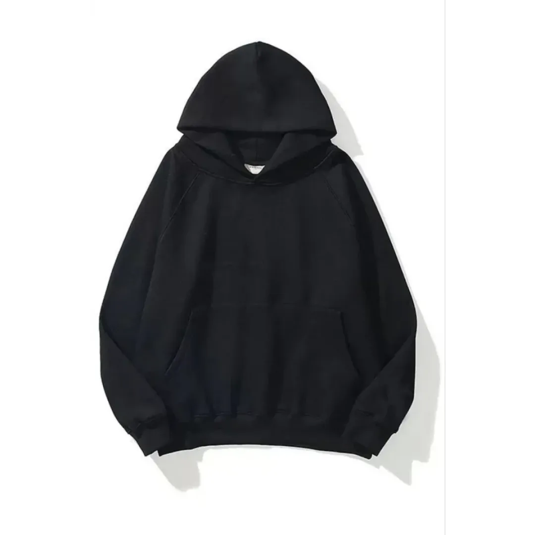 3 İplik Pamuklu Unisex Kapşonlu Sweetshirt - Siyah - 126679 3 İplik Pamuklu Unisex Kapşonlu Sweetshirt - Siyah - 126679