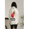 Unisex Kapşonlu Baskılı Sweetshirt - Beyaz - 126775 Unisex Kapşonlu Baskılı Sweetshirt - Beyaz - 126775