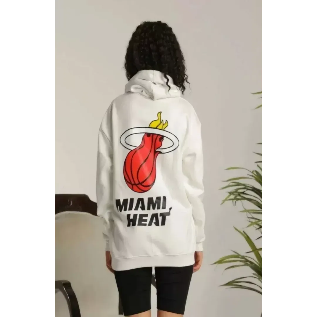 Unisex Kapşonlu Baskılı Sweetshirt - Beyaz - 126775 Unisex Kapşonlu Baskılı Sweetshirt - Beyaz - 126775