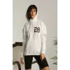 Unisex Kapşonlu Baskılı Sweetshirt - Beyaz - 126775 Unisex Kapşonlu Baskılı Sweetshirt - Beyaz - 126775