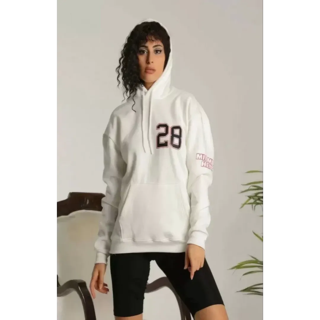 Unisex Kapşonlu Baskılı Sweetshirt - Beyaz - 126775 Unisex Kapşonlu Baskılı Sweetshirt - Beyaz - 126775