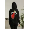 Unisex Kapşonlu Baskılı Sweetshirt - Siyah - 126776 Unisex Kapşonlu Baskılı Sweetshirt - Siyah - 126776
