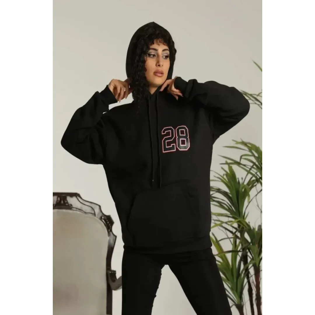 Unisex Kapşonlu Baskılı Sweetshirt - Siyah - 126776 Unisex Kapşonlu Baskılı Sweetshirt - Siyah - 126776