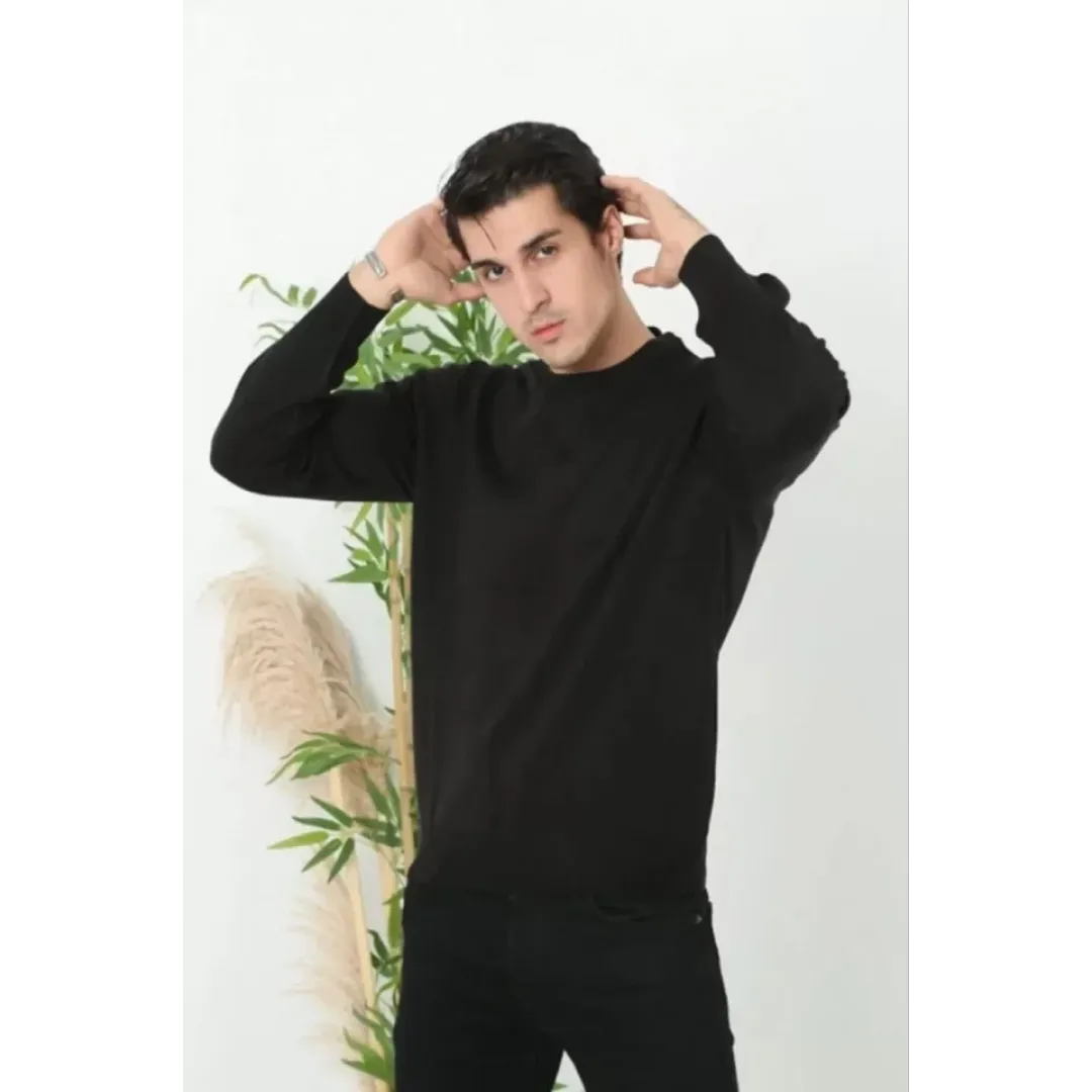 Unisex Uzun Kol Biskilet Yaka Dokuma Triko - Siyah - 126796 Unisex Uzun Kol Biskilet Yaka Dokuma Triko - Siyah - 126796