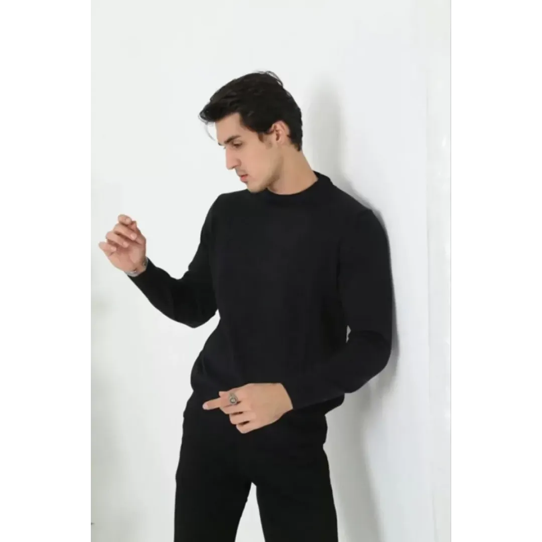 Unisex Uzun Kol Biskilet Yaka Dokuma Triko - Siyah - 126796 Unisex Uzun Kol Biskilet Yaka Dokuma Triko - Siyah - 126796