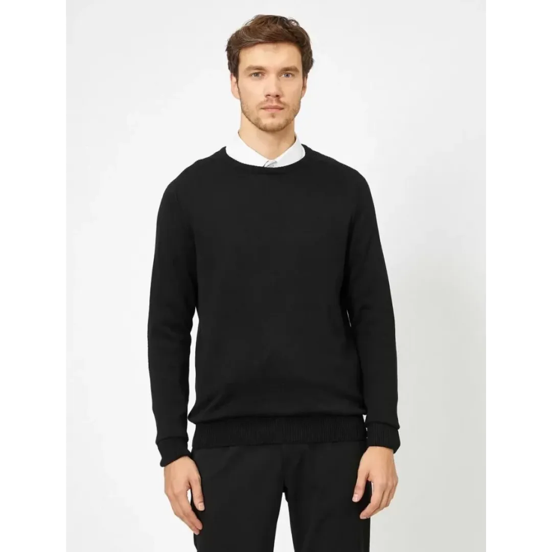 Unisex Uzun Kol Biskilet Yaka Dokuma Triko - Siyah - 126796 Unisex Uzun Kol Biskilet Yaka Dokuma Triko - Siyah - 126796