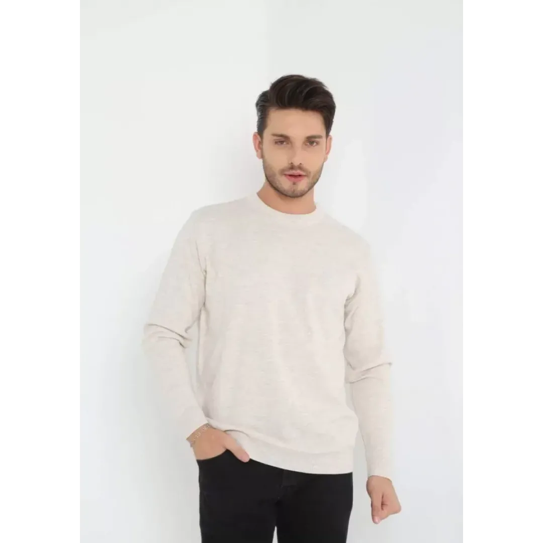 Unisex Uzun Kol Biskilet Yaka Dokuma Triko - Bej - 126799 Unisex Uzun Kol Biskilet Yaka Dokuma Triko - Bej - 126799