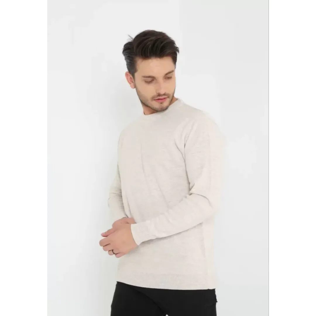 Unisex Uzun Kol Biskilet Yaka Dokuma Triko - Bej - 126799 Unisex Uzun Kol Biskilet Yaka Dokuma Triko - Bej - 126799