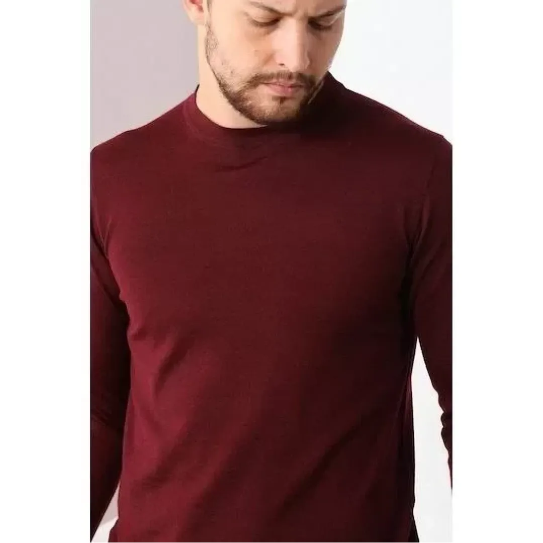 Unisex Uzun Kol Biskilet Yaka Dokuma Triko - Bordo - 126801 Unisex Uzun Kol Biskilet Yaka Dokuma Triko - Bordo - 126801