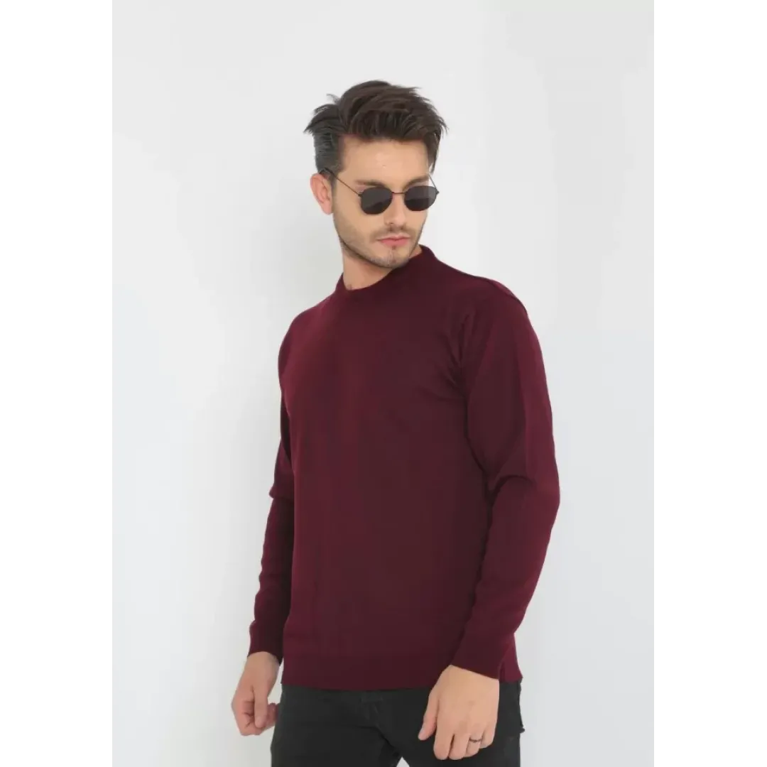 Unisex Uzun Kol Biskilet Yaka Dokuma Triko - Bordo - 126801 Unisex Uzun Kol Biskilet Yaka Dokuma Triko - Bordo - 126801