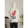 Unisex Kapşonlu Baskılı Sweetshirt - Beyaz - 126805 Unisex Kapşonlu Baskılı Sweetshirt - Beyaz - 126805