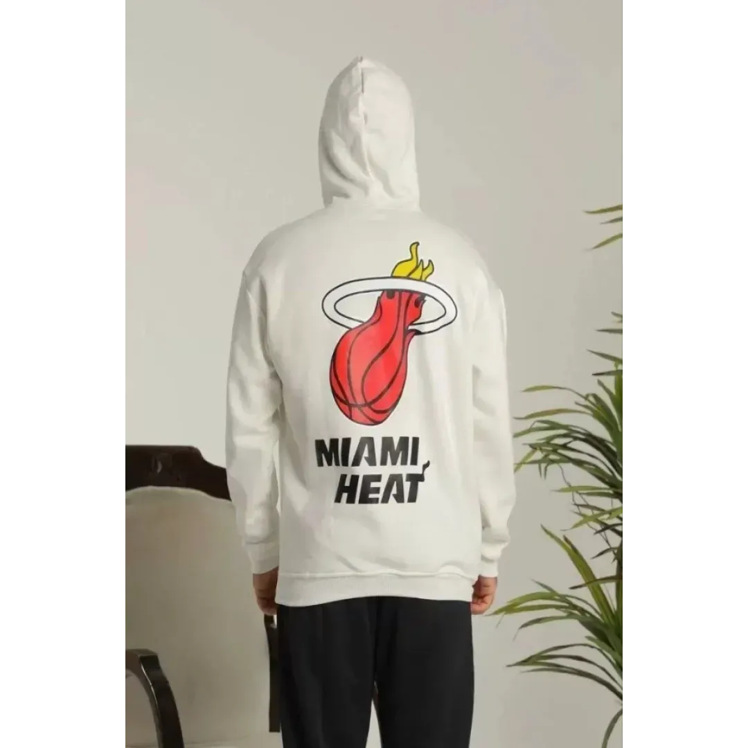 Unisex Kapşonlu Baskılı Sweetshirt - Beyaz - 126805 Unisex Kapşonlu Baskılı Sweetshirt - Beyaz - 126805