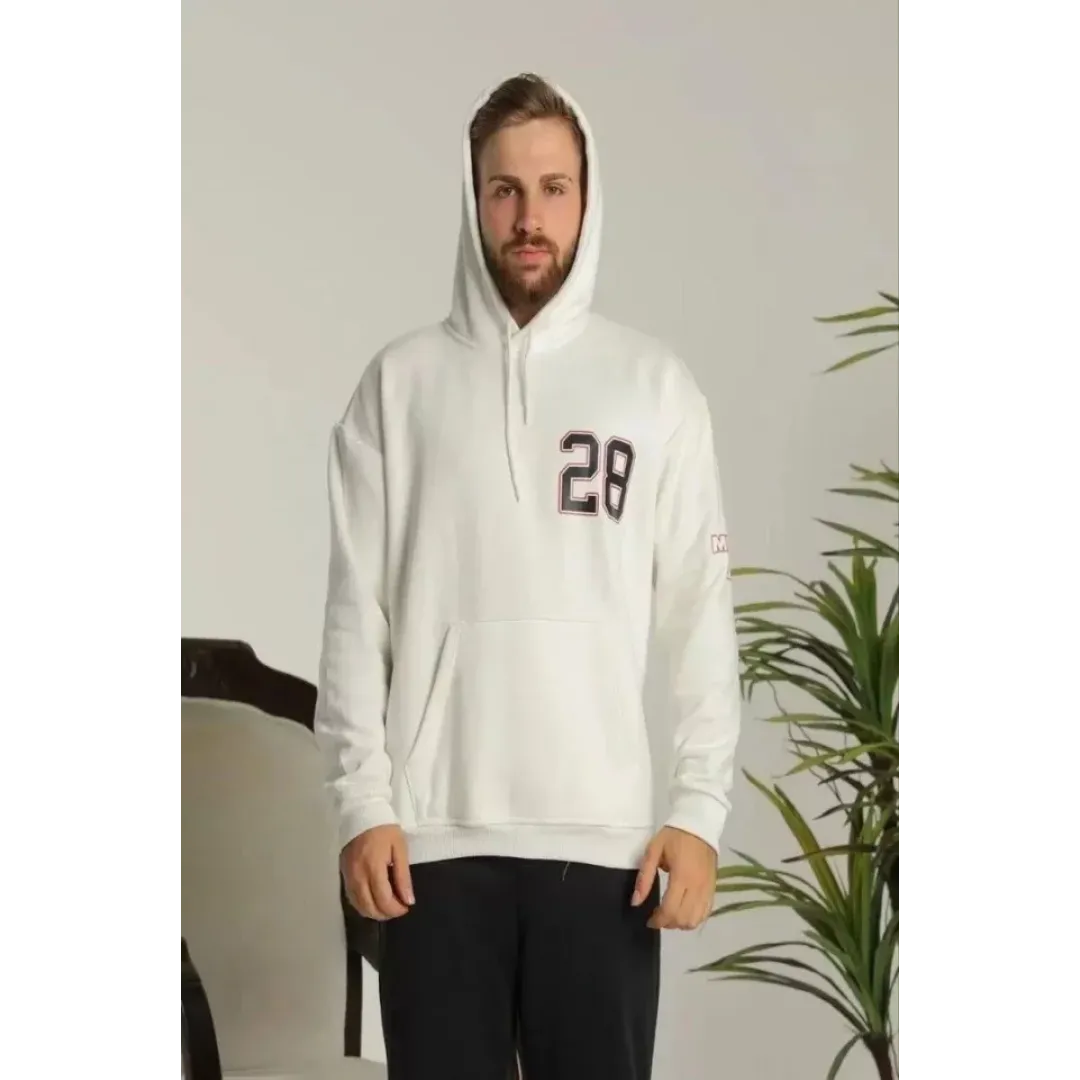 Unisex Kapşonlu Baskılı Sweetshirt - Beyaz - 126805 Unisex Kapşonlu Baskılı Sweetshirt - Beyaz - 126805