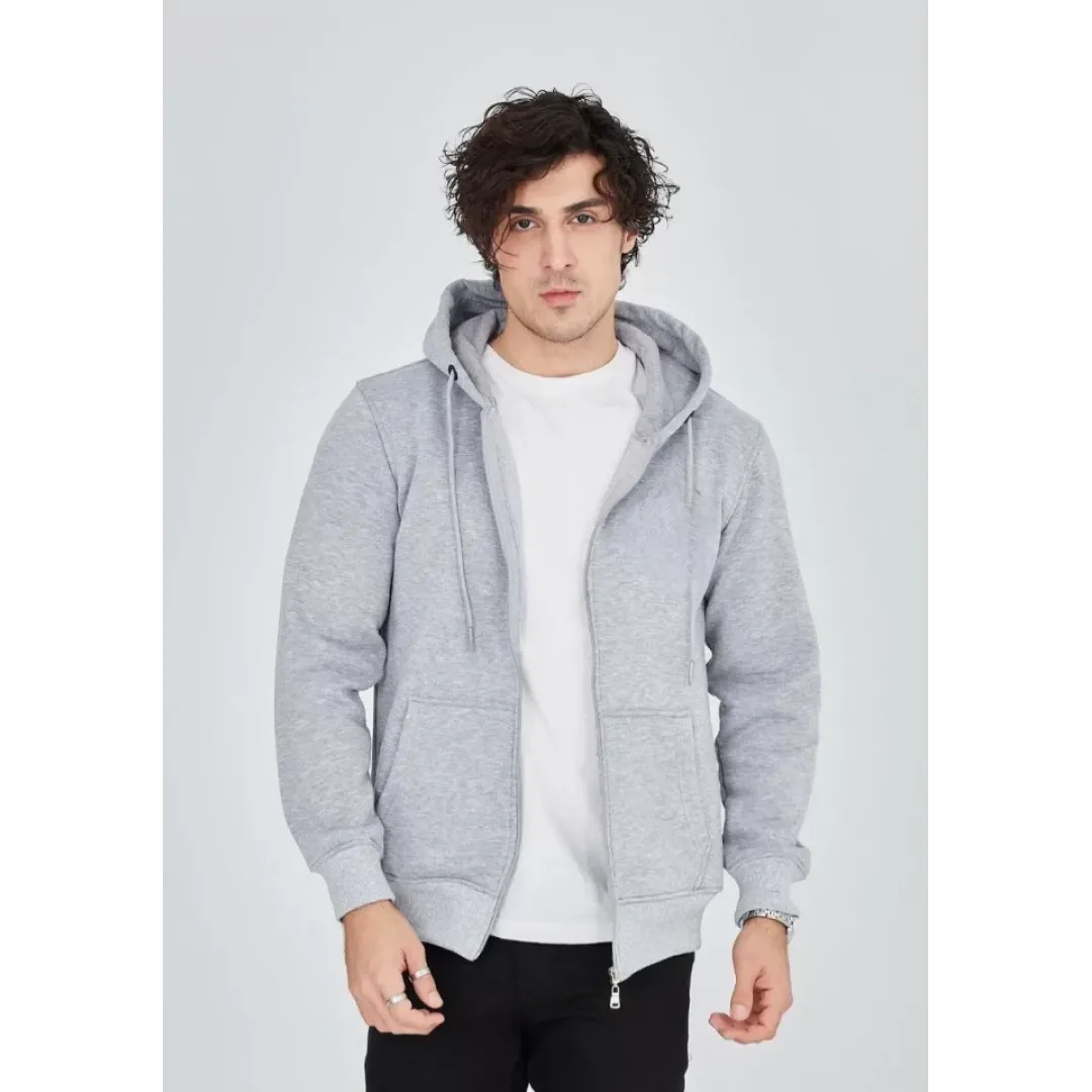 Unisex Tam Fermuarlı Kapşonlu SweatShirt - Gri - 126807 Unisex Tam Fermuarlı Kapşonlu SweatShirt - Gri - 126807