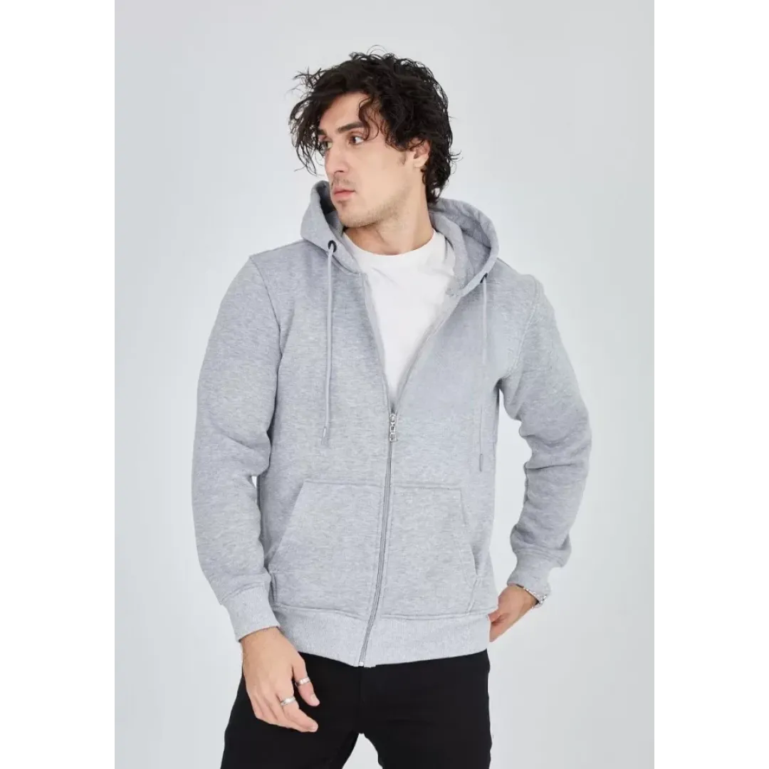 Unisex Tam Fermuarlı Kapşonlu SweatShirt - Gri - 126807 Unisex Tam Fermuarlı Kapşonlu SweatShirt - Gri - 126807