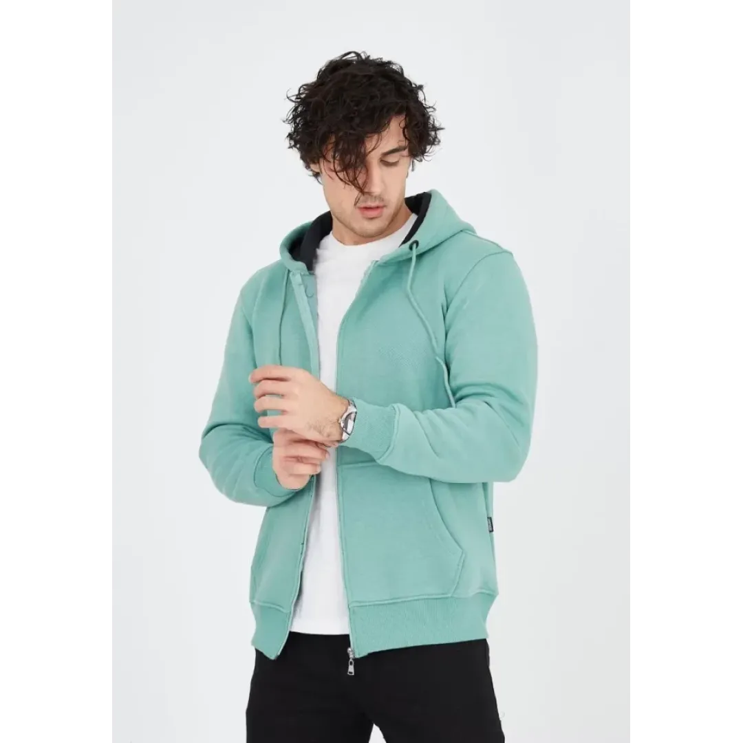 Unisex Tam Fermuarlı Kapşonlu SweatShirt - Mint Yeşili - 126808 Unisex Tam Fermuarlı Kapşonlu SweatShirt - Mint Yeşili - 126808