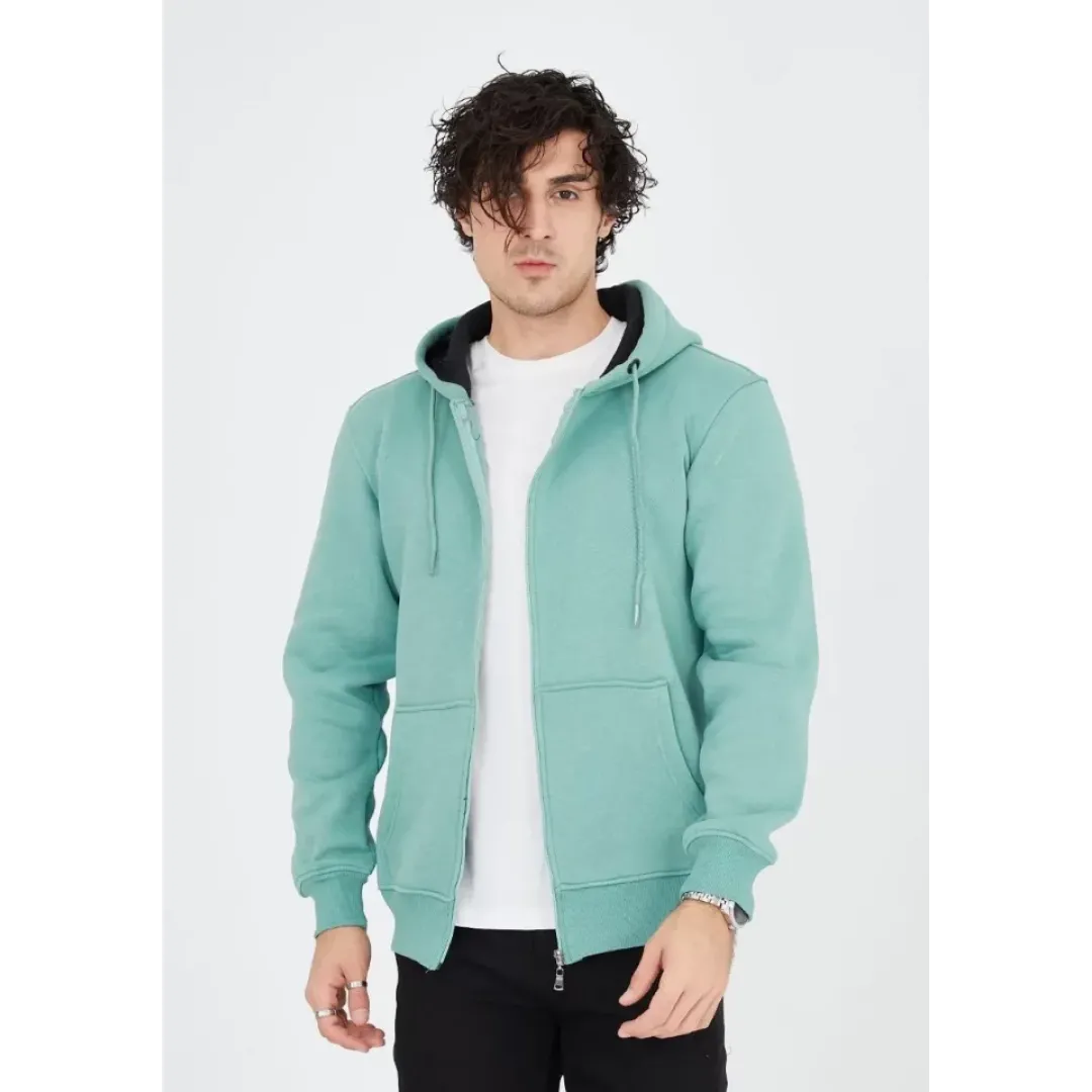 Unisex Tam Fermuarlı Kapşonlu SweatShirt - Mint Yeşili - 126808 Unisex Tam Fermuarlı Kapşonlu SweatShirt - Mint Yeşili - 126808