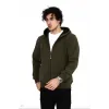 Unisex Tam Fermuarlı Kapşonlu SweatShirt - Haki - 126810 Unisex Tam Fermuarlı Kapşonlu SweatShirt - Haki - 126810