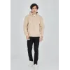 Unisex Tam Fermuarlı Kapşonlu SweatShirt - Bej - 126811 Unisex Tam Fermuarlı Kapşonlu SweatShirt - Bej - 126811