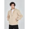 Unisex Tam Fermuarlı Kapşonlu SweatShirt - Bej - 126811 Unisex Tam Fermuarlı Kapşonlu SweatShirt - Bej - 126811