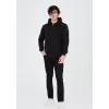 Unisex Tam Fermuarlı Kapşonlu  SweatShirt - Siyah - 126812
