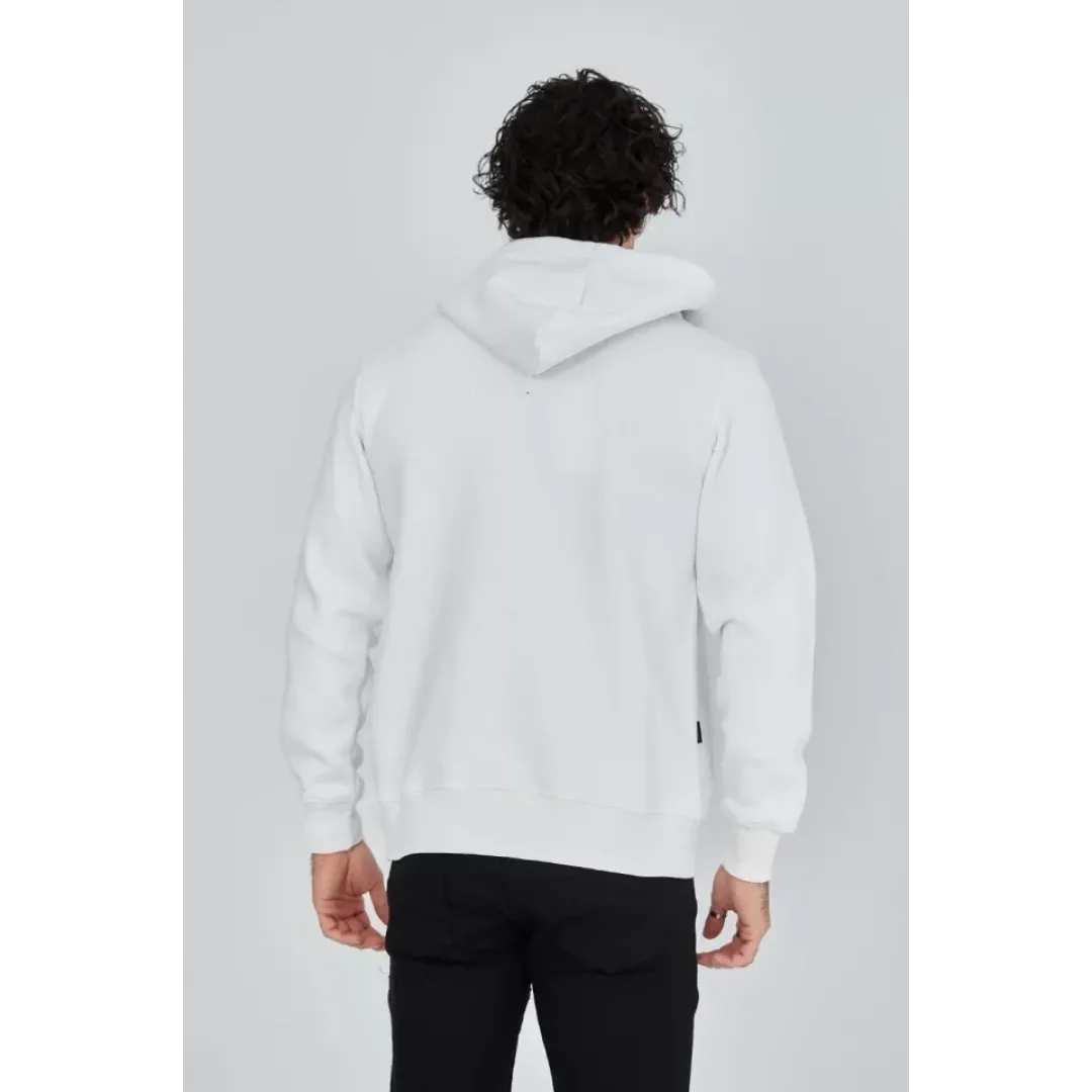 Unisex Tam Fermuarlı Kapşonlu SweatShirt - Beyaz - 126813 Unisex Tam Fermuarlı Kapşonlu SweatShirt - Beyaz - 126813