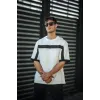 Unisex Yandan Fermuarlı Parçalı T-Shirt - Beyaz - 126865 Unisex Yandan Fermuarlı Parçalı T-Shirt - Beyaz - 126865