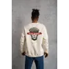 Unisex Bisiklet Yaka Baskılı Oversize Sweatshirt - Beyaz - 127071 Unisex Bisiklet Yaka Baskılı Oversize Sweatshirt - Beyaz - 127071
