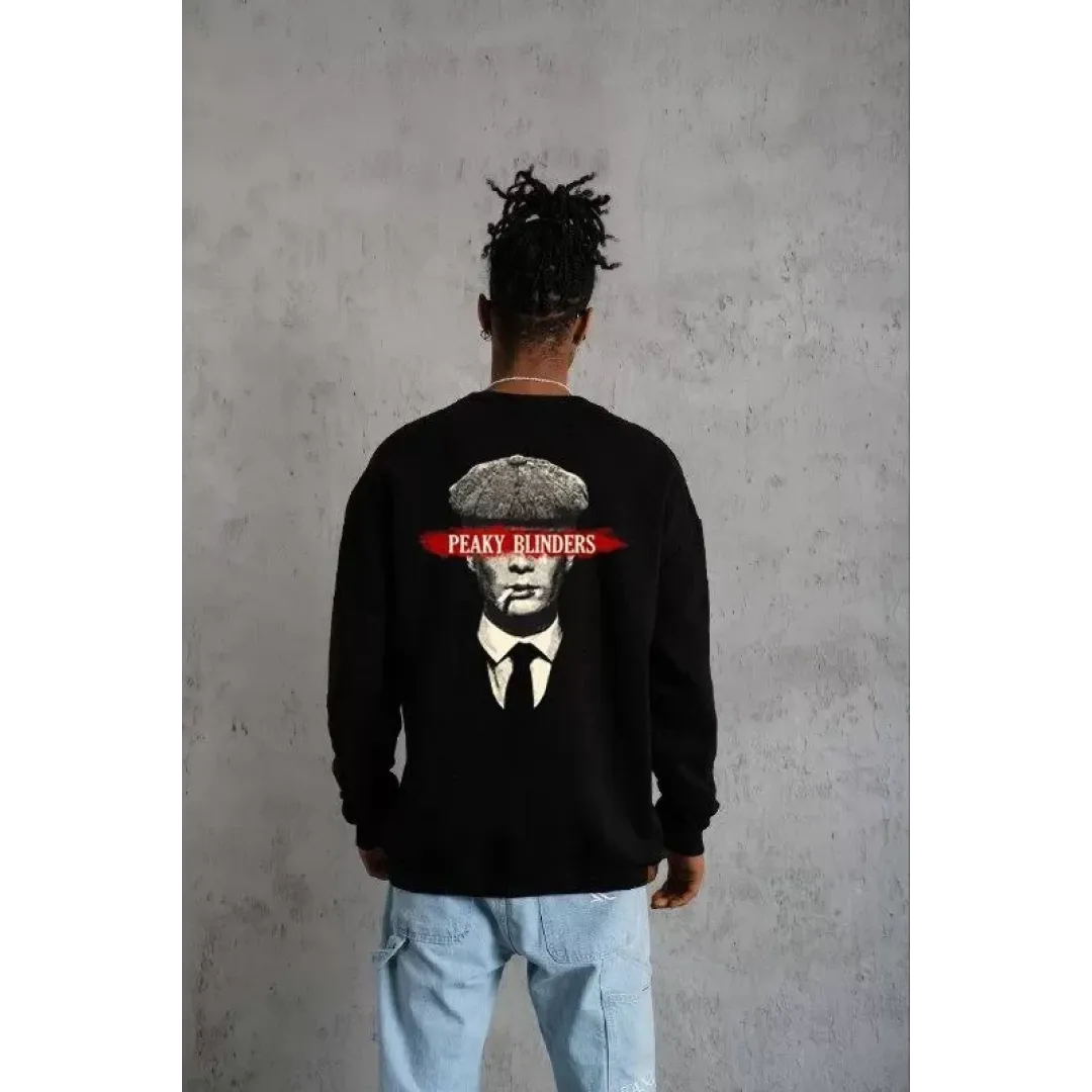 Unisex Bisiklet Yaka Baskılı Oversize Sweatshirt - Siyah - 127072 Unisex Bisiklet Yaka Baskılı Oversize Sweatshirt - Siyah - 127072