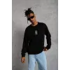 Unisex Bisiklet Yaka Baskılı Oversize Sweatshirt - Siyah - 127072 Unisex Bisiklet Yaka Baskılı Oversize Sweatshirt - Siyah - 127072
