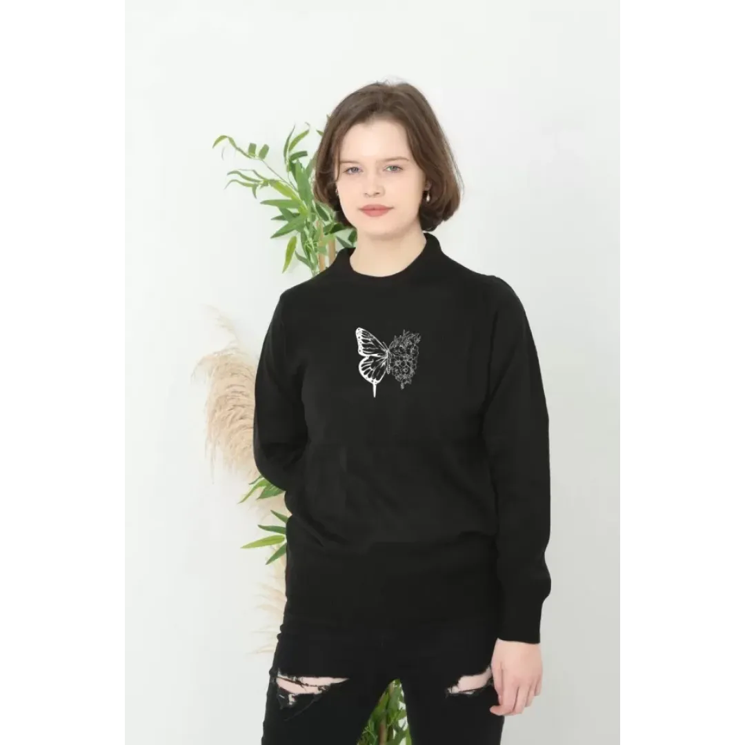 Unisex Bisiklet Yaka Baskılı Dokuma Triko - Siyah - 127231 Unisex Bisiklet Yaka Baskılı Dokuma Triko - Siyah - 127231