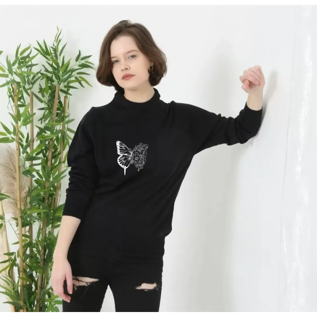 Unisex Bisiklet Yaka Baskılı Dokuma Triko - Siyah - 127231 Unisex Bisiklet Yaka Baskılı Dokuma Triko - Siyah - 127231