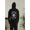 Unisex Kapüşonlu Üç İplik Oversize Baskılı Sweatshirt - Siyah - 127382 Unisex Kapüşonlu Üç İplik Oversize Baskılı Sweatshirt - Siyah - 127382