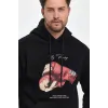 Unisex Kapüşonlu Üç İplik Oversize Baskılı Sweatshirt - Siyah - 127623 Unisex Kapüşonlu Üç İplik Oversize Baskılı Sweatshirt - Siyah - 127623