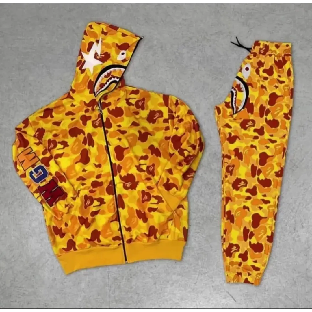 Unisex Pubg Bape X Shark Eşofman Takımı - Sarı - 128061 Unisex Pubg Bape X Shark Eşofman Takımı - Sarı - 128061
