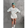 Unisex Bisiklet Yaka Baskılı Oversize T-Shirt - Beyaz - 129081 Unisex Bisiklet Yaka Baskılı Oversize T-Shirt - Beyaz - 129081