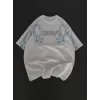 Unisex Bisiklet Yaka Baskılı Oversize T-Shirt - Beyaz - 129081 Unisex Bisiklet Yaka Baskılı Oversize T-Shirt - Beyaz - 129081