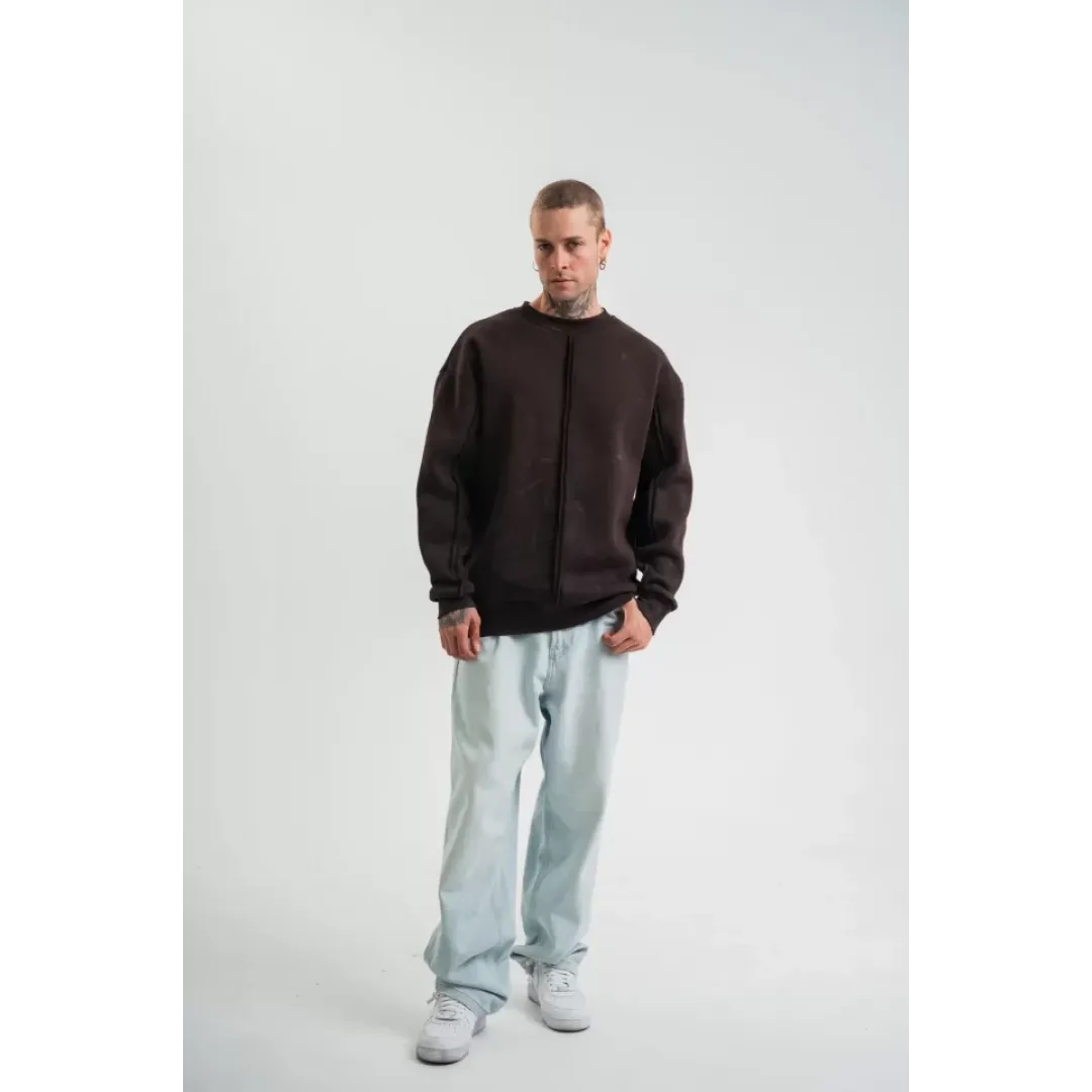 POLIZEI Premium Kalite Bisiklet Yaka Yıkamalı SweatShirt - Kahverengi - 129404 POLIZEI Premium Kalite Bisiklet Yaka Yıkamalı SweatShirt - Kahverengi - 129404