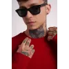 Unisex Biskilet Yaka Üç İplik SweatShirt - Kırmızı - 129427