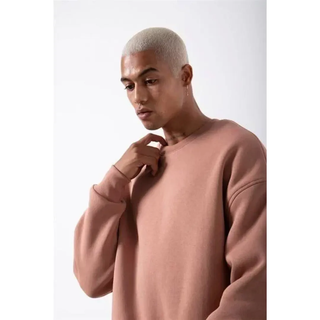 Unisex Biskilet Yaka Üç İplik SweatShirt - Pembe - 129429 Unisex Biskilet Yaka Üç İplik SweatShirt - Pembe - 129429