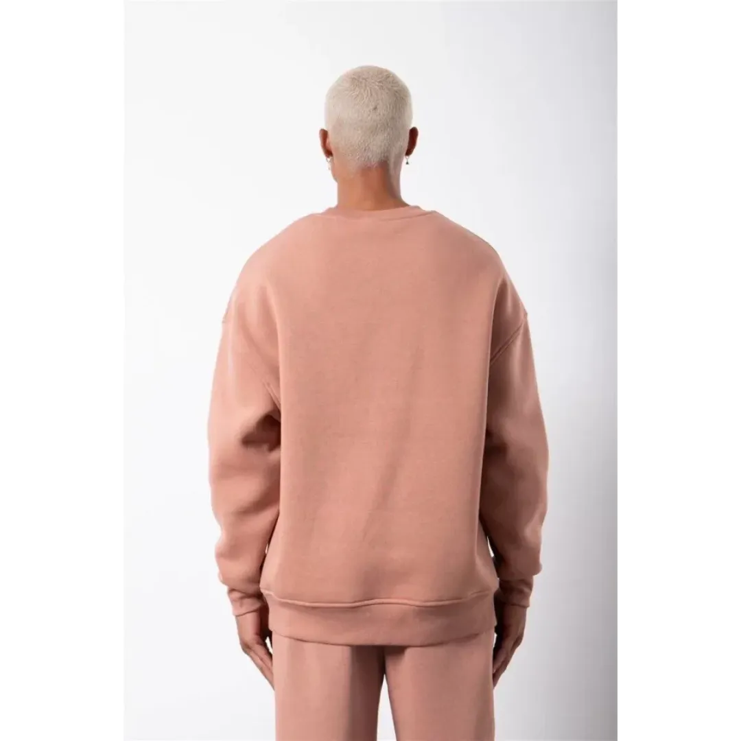 Unisex Biskilet Yaka Üç İplik SweatShirt - Pembe - 129429 Unisex Biskilet Yaka Üç İplik SweatShirt - Pembe - 129429