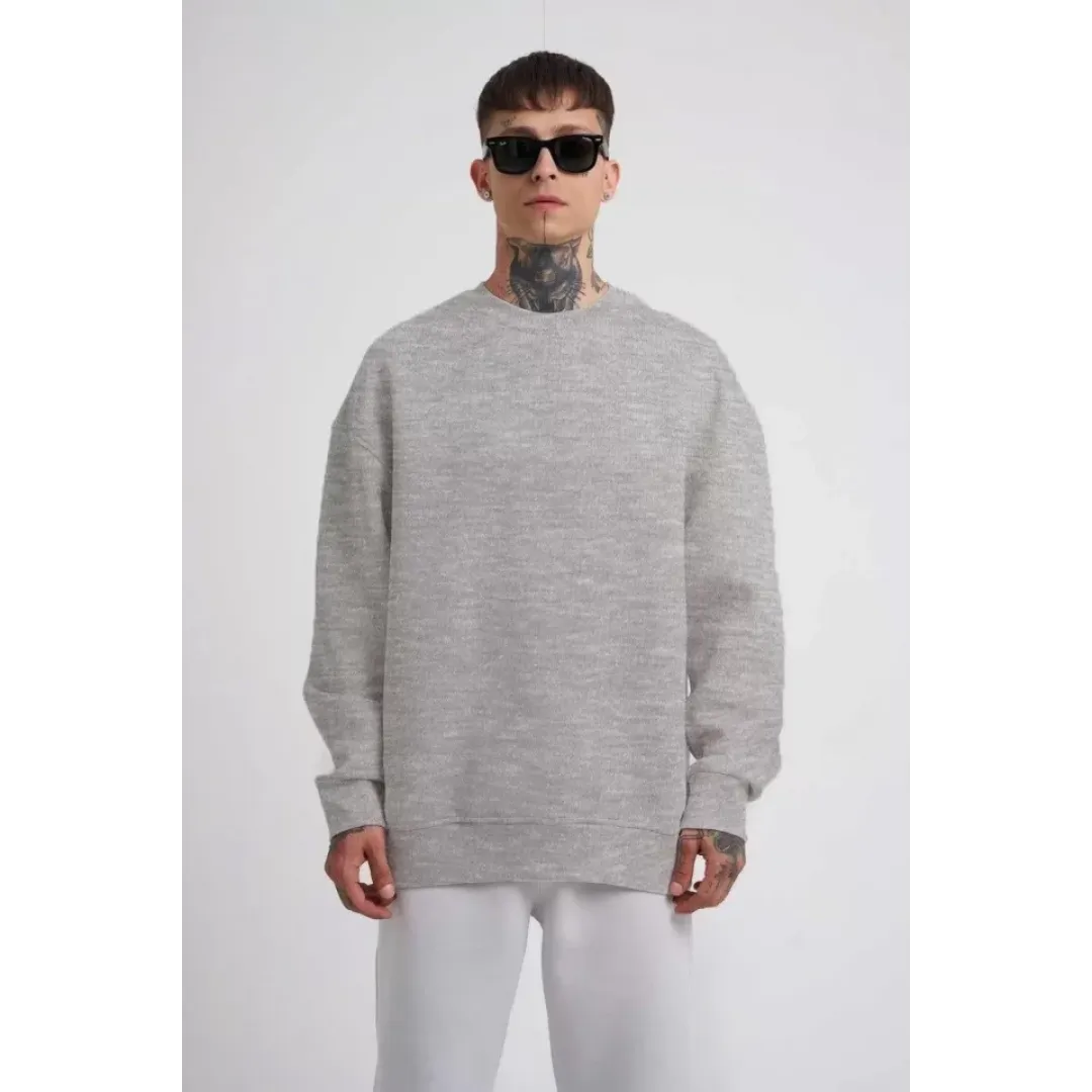 Unisex Biskilet Yaka Üç İplik SweatShirt - Gri - 129430 Unisex Biskilet Yaka Üç İplik SweatShirt - Gri - 129430