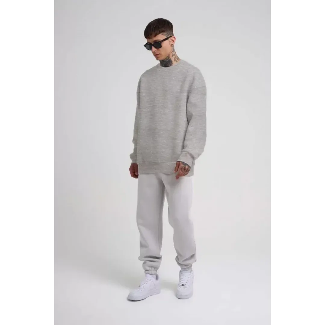 Unisex Biskilet Yaka Üç İplik SweatShirt - Gri - 129430 Unisex Biskilet Yaka Üç İplik SweatShirt - Gri - 129430