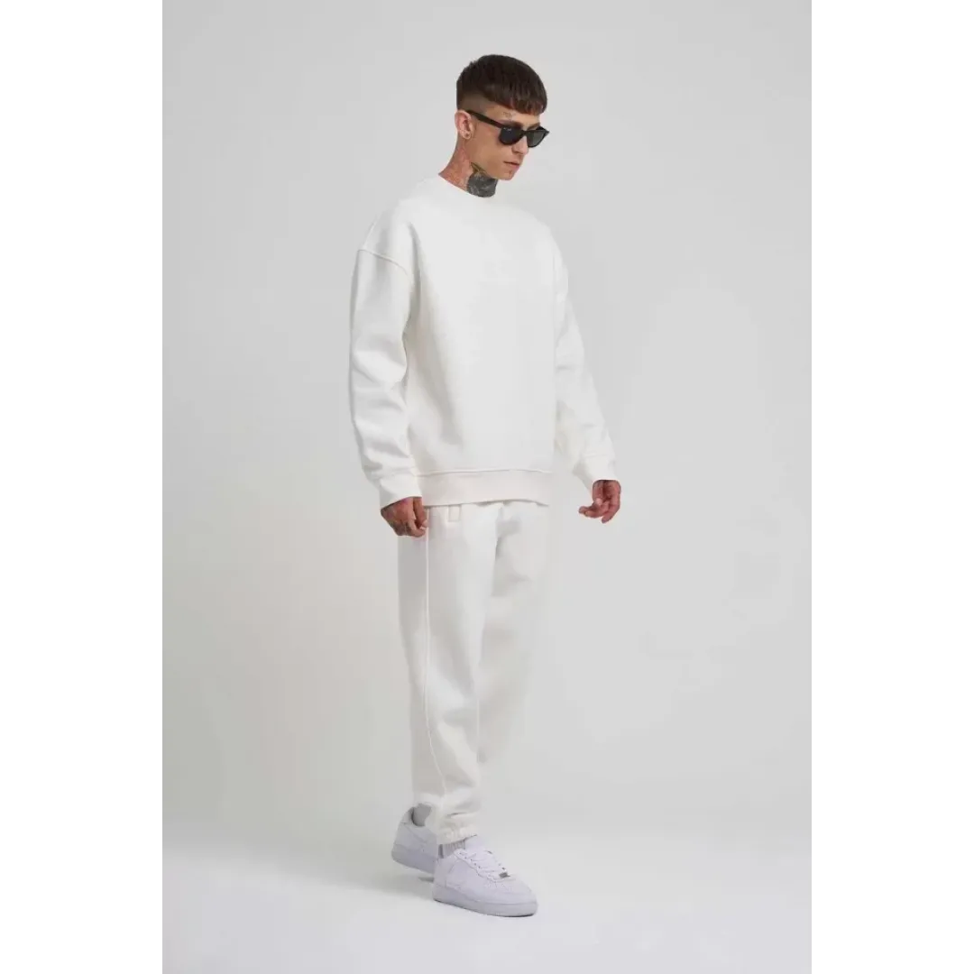 Unisex Biskilet Yaka Üç İplik SweatShirt - Beyaz - 129431 Unisex Biskilet Yaka Üç İplik SweatShirt - Beyaz - 129431